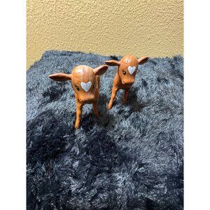 Barbie Sweet Orchard Farm  Brown Cow Calf Figurines Set Of 2